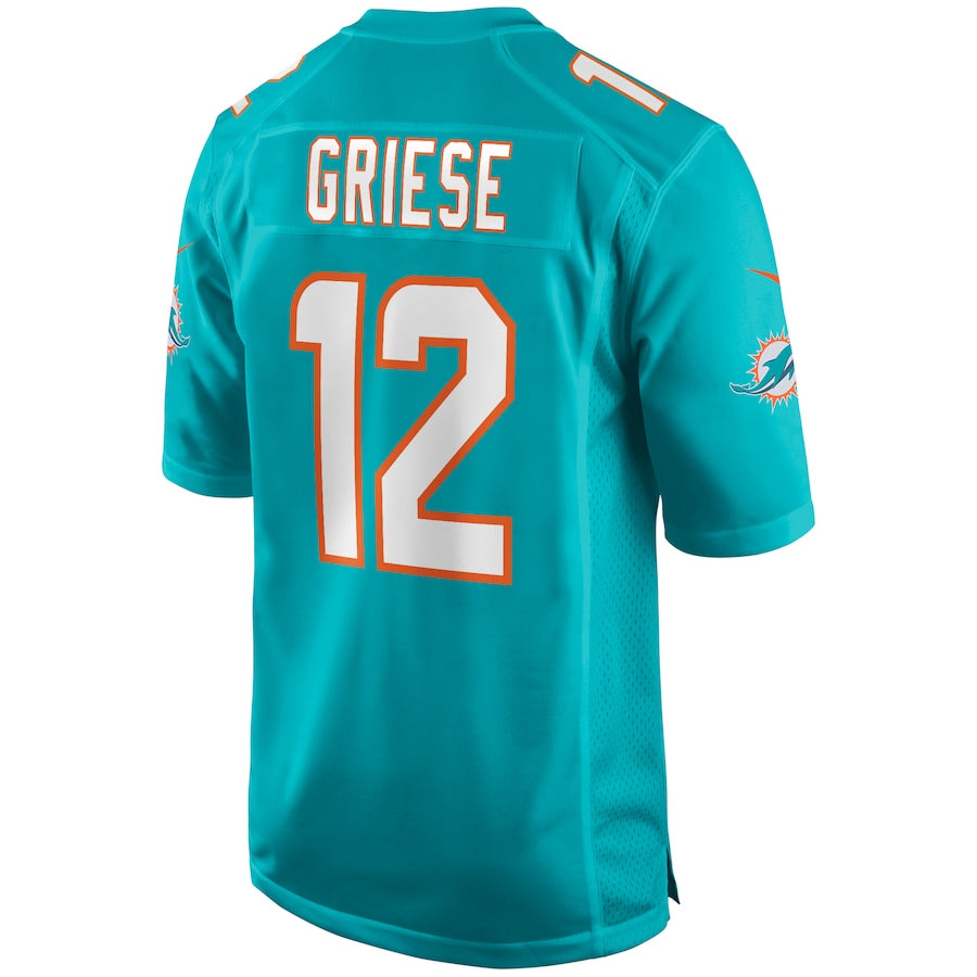 M.Dolphins #12 Bob Griese Player Aqua Game Football Jerseys