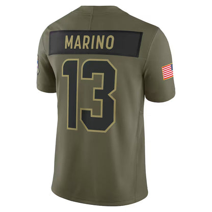 M.Dolphins #13 Dan Marino Player Olive Salute to Service Retired Limited Football Jerseys