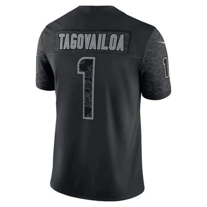 #1 Tua Tagovailoa Player M.Dolphins Black RFLCTV Limited Football Jerseys