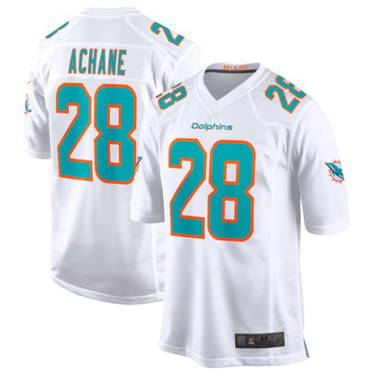 #28 Devon Achane M.Dolphins White Game Stitched Football Jerseys