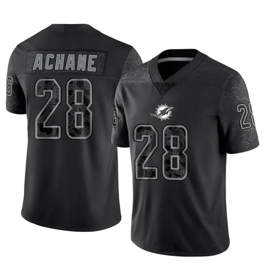 M.Dolphins #28 De?¡¥Von Achane Player Black RFLCTV Limited Football Jerseys