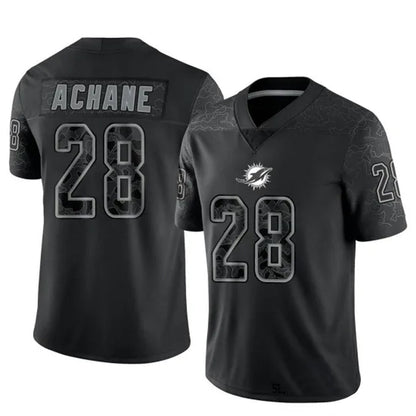 M.Dolphins #28 De?¡¥Von Achane Player Black RFLCTV Limited Football Jerseys