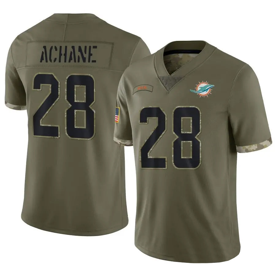 M.Dolphins #28 De?¡¥Von Achane Player Salute To Service Olive Football Jerseys