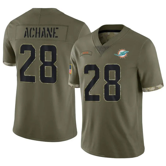 M.Dolphins #28 De?¡¥Von Achane Player Salute To Service Olive Football Jerseys