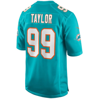 M.Dolphins #99 Jason Taylor Player Aqua Home Game Football Jerseys