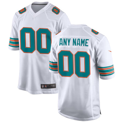 M.Dolphins Game Secondary Alternate Football Jerseys - White - Custom