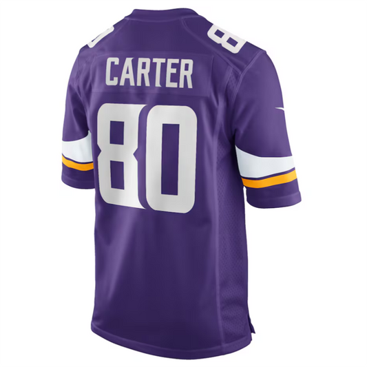 MN.Vikings #80 Cris Carter  Player Purple Game Football Jerseys