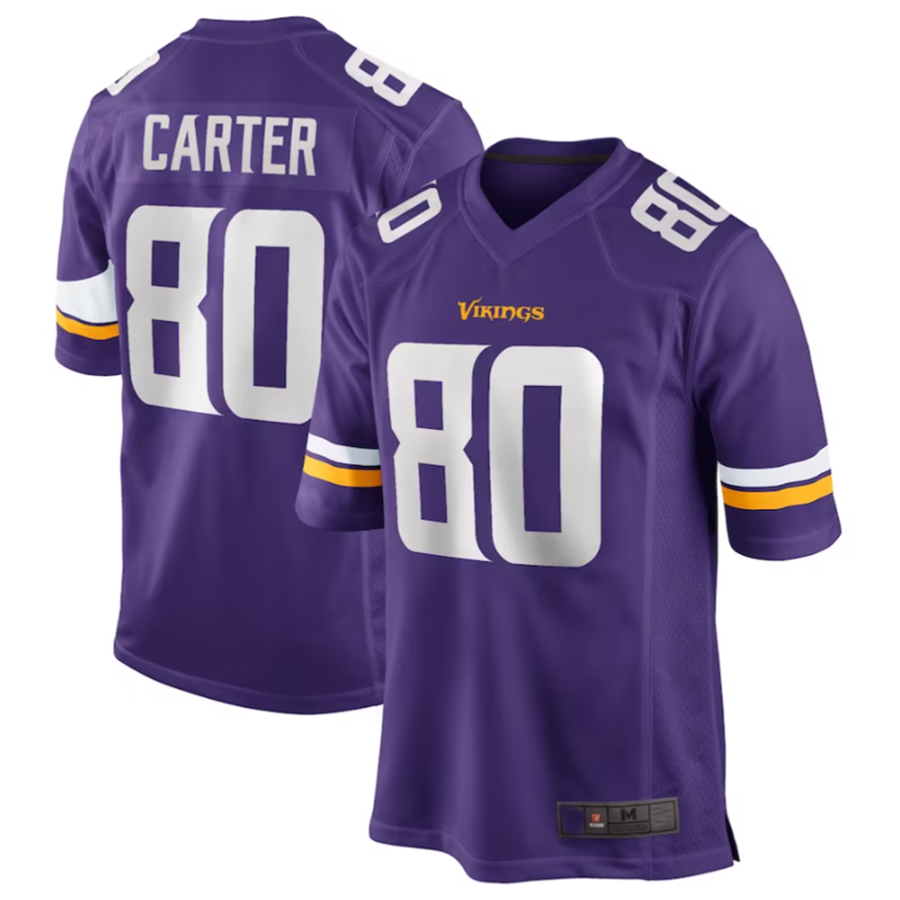 MN.Vikings #80 Cris Carter  Player Purple Game Football Jerseys