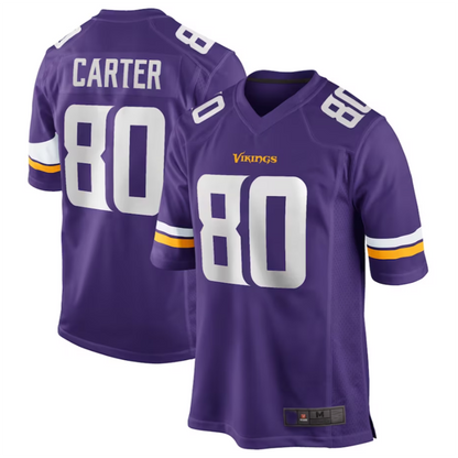 MN.Vikings #80 Cris Carter  Player Purple Game Football Jerseys