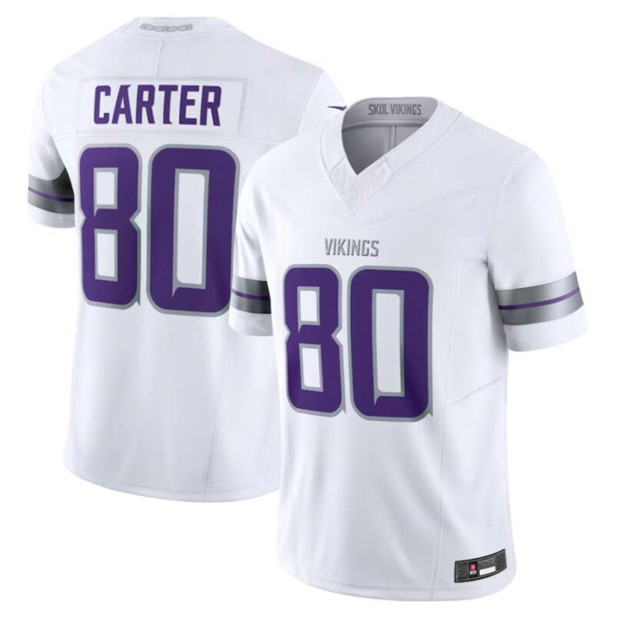 #80 Cris Carter Player MN.Vikings White Vapor F.U.S.E. Limited Football Jerseys
