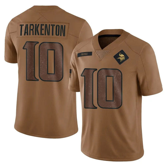 MN.Vikings #10 Fran Tarkenton Player Brown Salute To Service Limited Football Jerseys