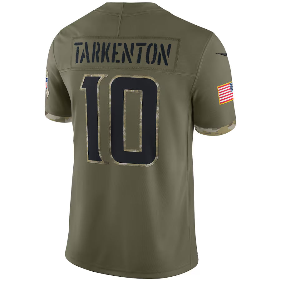 MN.Vikings #10 Fran Tarkenton Player Salute To Service Limited Olive Football Jerseys