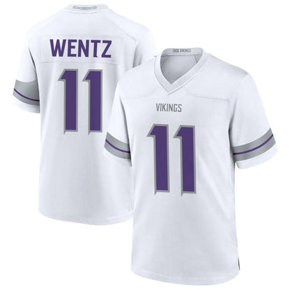 MN.Vikings #11 Carson Wentz Player White Alternate Game Football Jerseys