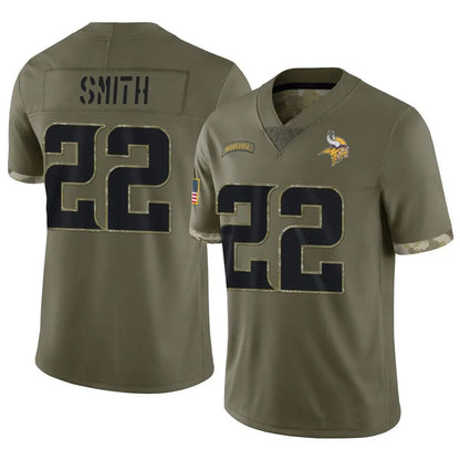 MN.Vikings #22 Harrison Smith Player Salute To Service Limited Olive Football Jerseys