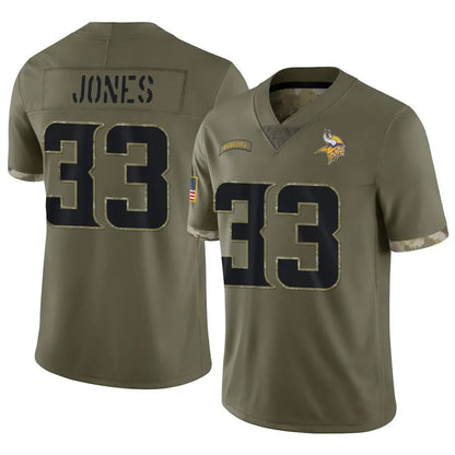 MN.Vikings #33 Aaron Jones Player Salute To Service Limited Olive Football Jerseys