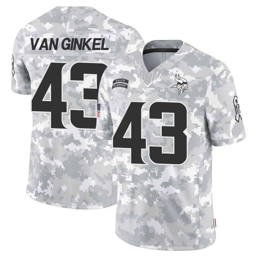 MN.Vikings #43 Andrew Van Ginkel Player Arctic Camo Salute to Service Limited Football Jerseys