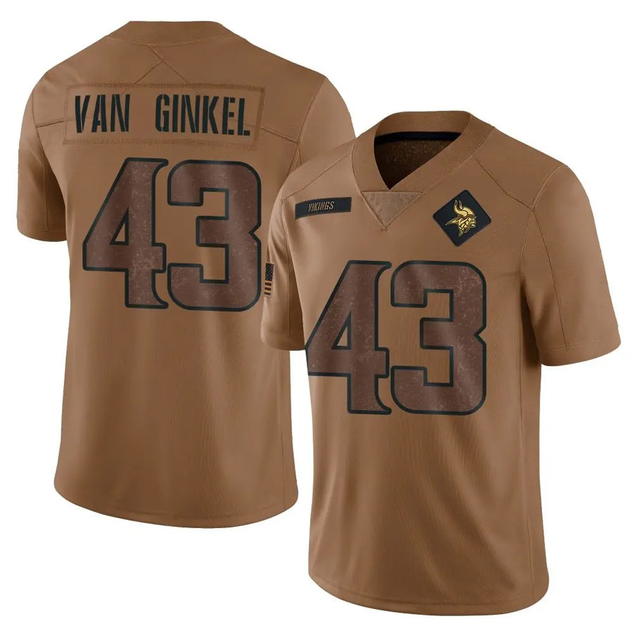 MN.Vikings #43 Andrew Van Ginkel Player Brown Salute To Service Limited Football Jerseys