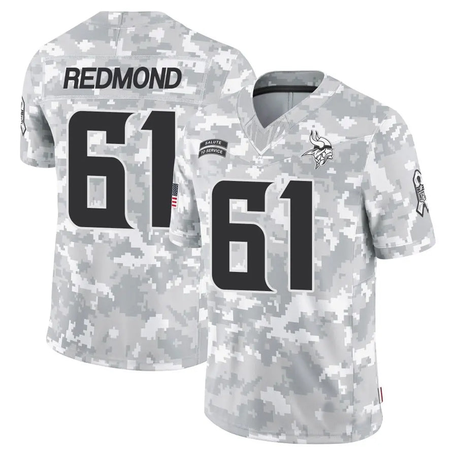 MN.Vikings #61 Jalen Redmond Player Arctic Camo Salute to Service Limited Football Jerseys