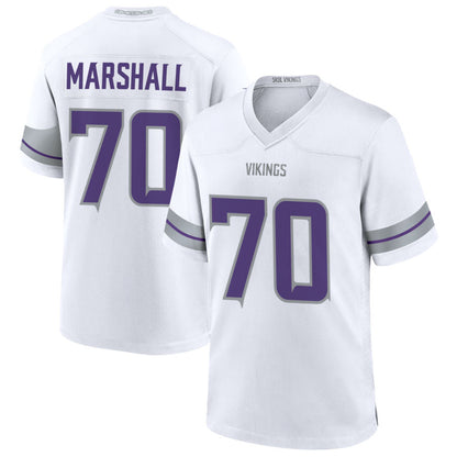 MN.Vikings #70 Jim Marshall Player White Alternate Game Football Jerseys