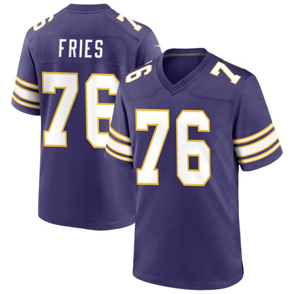 MN.Vikings #76 Will Fries Player Purple Classic Game Football Jerseys