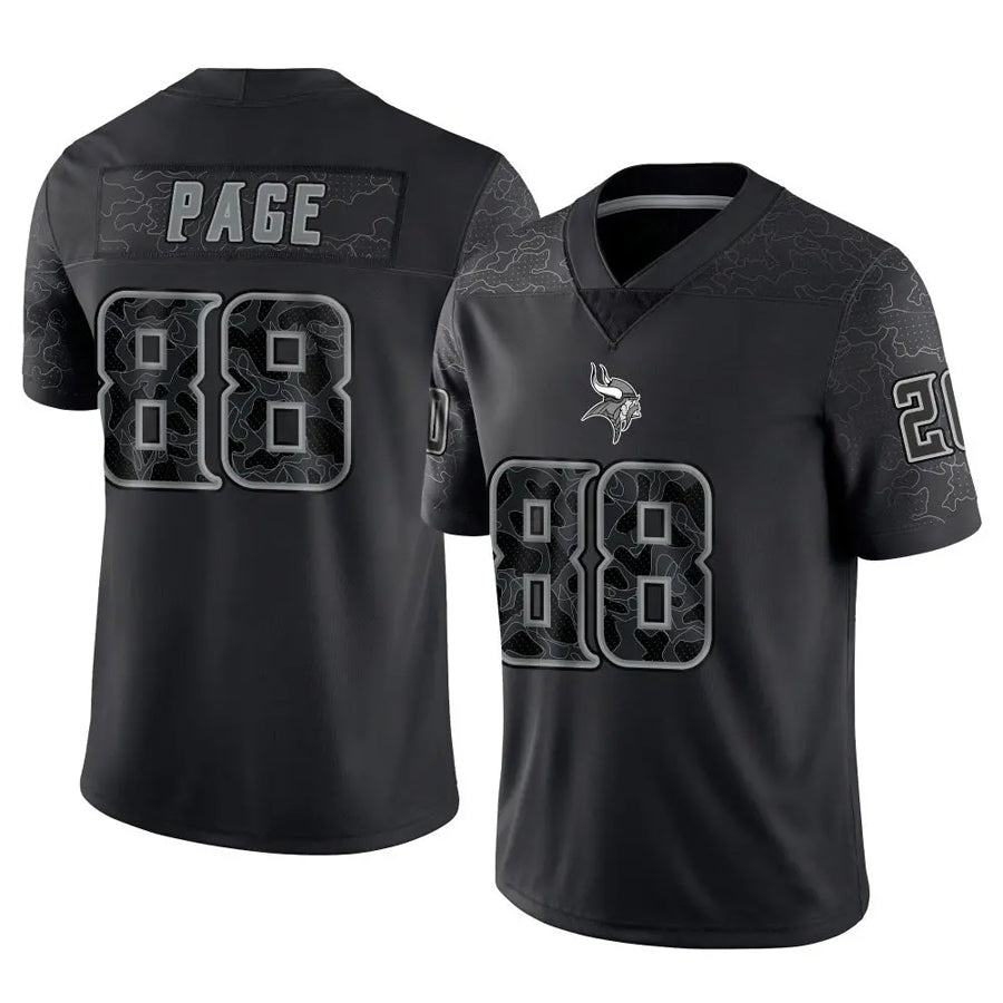 MN.Vikings #88 Alan Page Player Black REFLECTIVE Limited Football Jerseys
