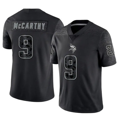 MN.Vikings #9 J.J. McCarthy Player Black REFLECTIVE Limited Football Jerseys
