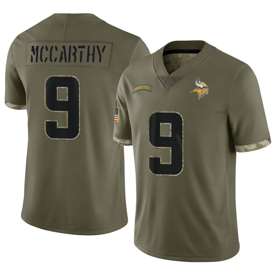 MN.Vikings #9 J.J. McCarthy Player Salute To Service Limited Olive Football Jerseys