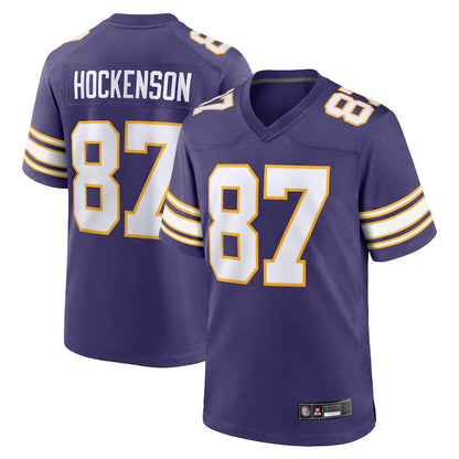 MN.Vikings Secondary Alternate Game Football Jerseys - Purple - #87 T.J. Hockenson Player