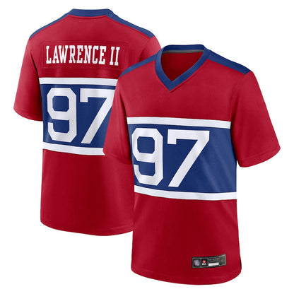 NY.Giants Secondary Throwback Alternate Football Jerseys - Red - #97 Dexter Lawrence II Player