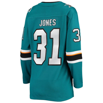 SJ.Sharks #31 Martin Jones Fanatics Branded Breakaway Home Team Player Jersey  Teal Stitched American Hockey Jerseys