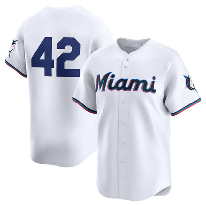 Miami Marlins 2024 #42 Jackie Robinson Day Home Limited Jersey ¨C White Stitches Baseball Jerseys