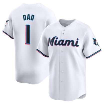 Miami Marlins #1 Dad Home Limited Jersey - White Stitched Baseball Jersey