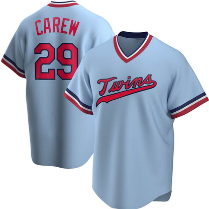 Minnesota Twins #29 Rod Carew Road Cooperstown Collection Player Jersey - Light Blue Stitched Baseball Jersey