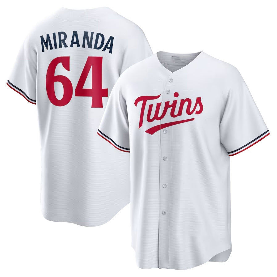 Minnesota Twins #64 Jose Miranda Home Replica Jersey - White Stitched Baseball Jersey