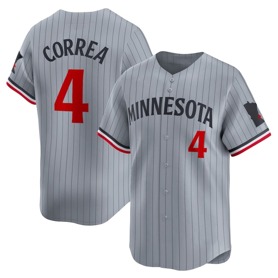 Minnesota Twins #4 Carlos Correa Road Limited Player Jersey ¨C Gray Stitched Baseball Jersey