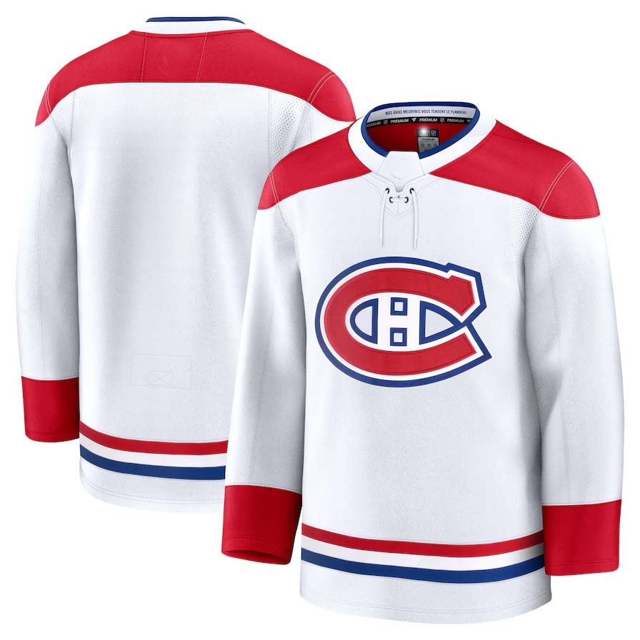 M.Canadiens Fanatics Away Premium Jersey - White Stitched American Hockey Jerseys
