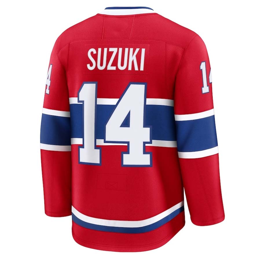M.Canadiens #14 Nick Suzuki Fanatics Home Premium Jersey - Red Stitched American Hockey Jerseys