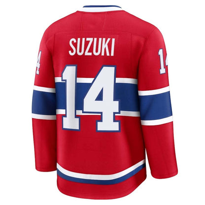 M.Canadiens #14 Nick Suzuki Fanatics Home Premium Jersey - Red Stitched American Hockey Jerseys