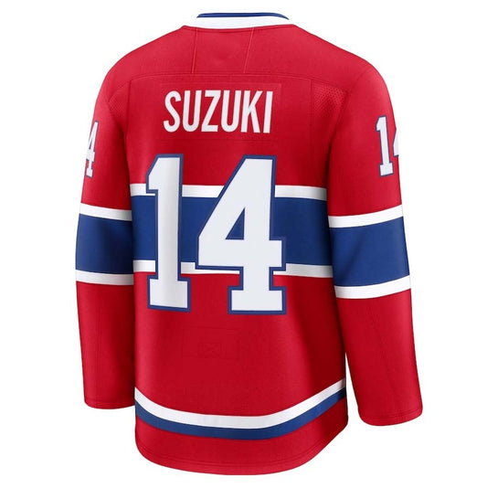 M.Canadiens #14 Nick Suzuki Fanatics Home Premium Jersey - Red Stitched American Hockey Jerseys