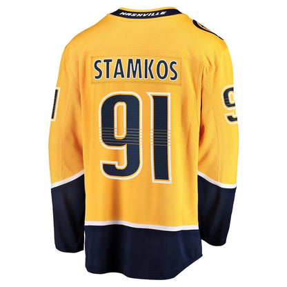 N.Predators #91 Steven Stamkos Fanatics Home Premier Breakaway Player Jersey - Gold Stitched American Hockey Jerseys