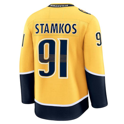 N.Predators #91 Steven Stamkos Fanatics Home Premium Jersey - Gold Stitched American Hockey Jerseys