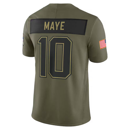 NE.Patriots #10 Drake Maye Player Olive Salute to Service Limited Football Jerseys