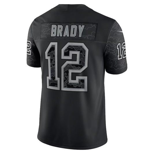 NE.Patriots #12 Tom Brady Player Black Reflective Limited Football Jerseys