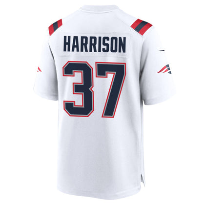 NE.Patriots #37 Rodney Harrison Player White Home Game Football Jerseys