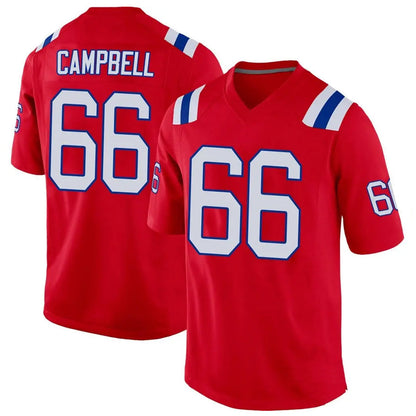 NE.Patriots #66 Will Campbell Player Red Home Game Foothball Jerseys