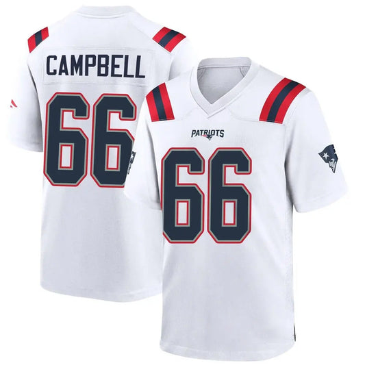 NE.Patriots #66 Will Campbell Player White Home Game Football Jerseys