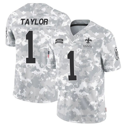 NO.Saints #1 Alontae Taylor Player Arctic Camo Salute to Service Limited Football Jerseys
