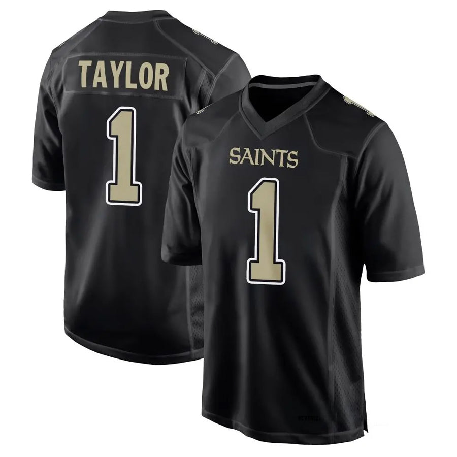 NO.Saints #1 Alontae Taylor Player Carbon Black Fashion Game Football Jerseys