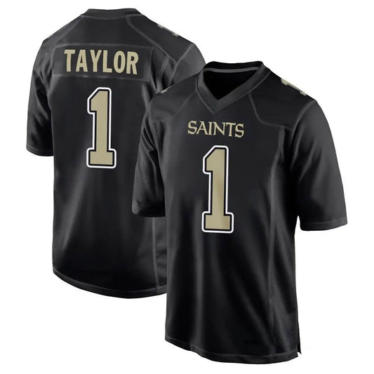 NO.Saints #1 Alontae Taylor Player Carbon Black Fashion Game Football Jerseys