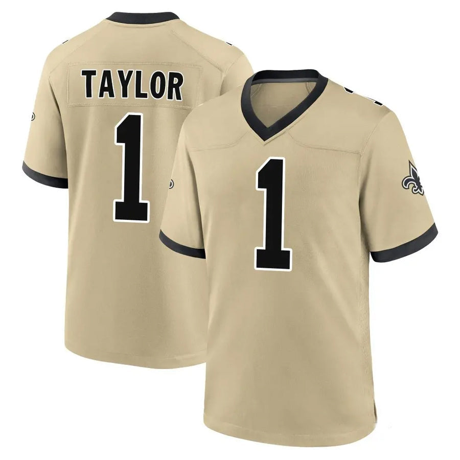 NO.Saints #1 Alontae Taylor Player Gold Alternate Game Football Jerseys